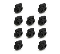 DOJA Barcelona | Fermacorda a Molla | Nero | 10 Pezzi | 25mm | Ferma Corda a Molla Plastica | Ferma Cordino a Molla | Fermacorda Doppio Foro | Fermacorda per Cordoncino Elastico Borse, Zaino