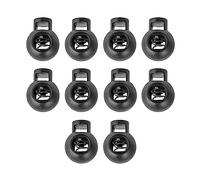 DOJA Barcelona Fermacorda a Molla Rotondo Nero 22mm in Plastica | Doppio Foro per Cordoncino Elastico Borse, Zaino