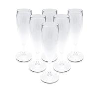 DOJA Barcelona | Flute Champagne in Plastica 160ml | 6 Pezzi | Trasparente | 195x68x2 mm | Policarbonato Lavabile | Calici per Prosecco, Spumante, Aperitivo