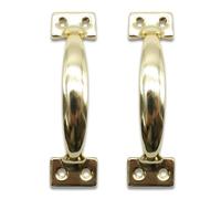 DOJA Barcelona | Maniglie per porte dorate | Pack 2 | Maniglie | 140 x 39 x 1,3 mm | Ottone | Maniglia porta | per maniglia per cassetti, maniglia cucina, maniglia per armadi, maniglia per mobili