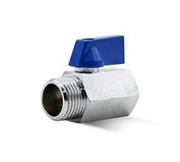 DOJA Barcelona | Mini Valvola a Sfera | Blu | 1/4" | M - F | Valvola a Sfera per Rubinetto di Ottone Cromato | Mini Valvola Sfera per Caldaia, Pompe dell'Acqua, Rubinetto Giardino, Connessioni Acqua