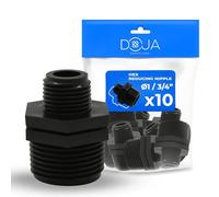 DOJA Barcelona Nipplo Ridotto Plastica - 1x3/4" - Pack 10 - Raccordo Filettato Maschio Maschio, Facilmente Installabile, Versatile, Ideale per Giardinaggio e Uso Domestico con Raccordo Polipropilene