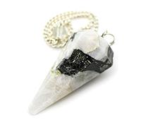 DOJA Barcelona | Pendolo Pietra di Luna | Pendolo con 7 Pietre e Cristalli Chakra + Pietra di Luna Naturale | Pendolino Divinazione, Pendolo Radioestesia, Meditazione, Equilibrio Reiki, Esoterismo