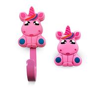 DOJA Barcelona | Pomelli per Mobili Bambini + Appendi Abiti Bambini | 8 Pomelli Bambini e 8 Attaccapanni Bambino Unicorno | Pomello per cassetto | Ganci da Parete | per Cameretta, Cassettiera, Armadio