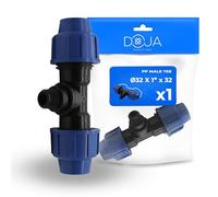 DOJA Barcelona Raccordo a T per Tubi PE Femmina per MDPE - 32x1"x32 - Tee Idraulica a Compressione per Tubo Acqua - Connettore Rapido, Robusto, Installazione Semplice e Collegamento Sicuro