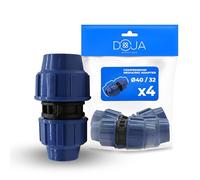 DOJA Barcelona Riduttore Pressione Irrigazione - 40mm x 32mm - Pack 4 - Raccordo Compressione MDPE - Riduttore Tubo Acqua Installazione Rapida, Resistente, Connettore, Raccordi per Tubi Irrigazione PP
