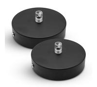 DOJA Barcelona | Rosone Lampadario Soffitto | Nero | Confezione da 2 pezzi | Rosone per Lampadario da Soffitto 100x25mm | Rosone da soffitto | Metallo | Rosone Soffitto Moderno Rotondo