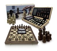 DOJA Barcelona | Scacchiera in Legno Pieghevole con Timer Digitale | 39x39 | Scacchiera Professionale Magnetica + Orologio Scacchi Ideale per Viaggio | Gioco da Tavolo portatile, per 2 giocatori