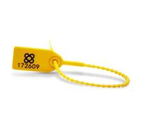DOJA Barcelona | Sigilli di sicurezza in Plastica Gialla| PACK 100 | 24 cm di Lunghezza | Fascette con Sigillo di Garanzia Numerati per valigia, scatole, contenitori, camion, logistica
