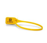 DOJA Barcelona | Sigilli di sicurezza in Plastica Gialla | PACK 100 | 36 cm di Lunghezza | Fascette con Sigillo di Garanzia Numerati per valigia, scatole, contenitori, camion, logistica