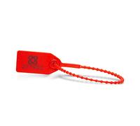 DOJA Barcelona | Sigilli di sicurezza in Plastica Rossa | PACK 100 | 24 cm di Lunghezza | Fascette con Sigillo di Garanzia Numerati per valigia, scatole, contenitori, camion, logistica