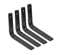 DOJA Barcelona | Staffa Angolare Nera | 250 x 200 mm | 4 Pz | Staffe Angolari Metallo per Legno | Staffe a L | Staffe mensola Nera | Reggimensola a L Parete per Fissaggio Mobili, Supporto Ripiano