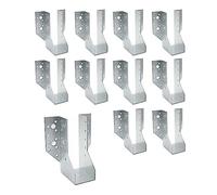 DOJA Barcelona | Supporti per Travi | 10 Pz | Staffe per Travi in Legno Tipo A | 73x123x75 mm | Zincato | Staffa Travetti in Legno | Supporto per Pali Quadrati Legno, Pali per Recinzioni Esterno