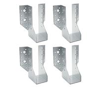 DOJA Barcelona | Supporti per Travi | 4 Pz | Staffe per Travi in Legno Tipo A | 48x166x75 mm | Zincato | Staffa Travetti in Legno | Supporto per Pali Quadrati Legno, Pali per Recinzioni Esterno