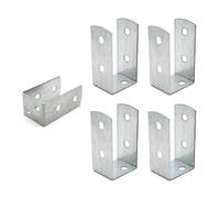 DOJA Barcelona | Supporto a U per Pali | 4 Pz | Supporto per Palo a U | 51x45x100mm | Spessore 2mm | Zinco Galvanizzato | Base di Supporto Palo U Legno | Ancoraggio di Supporto per Pali a U