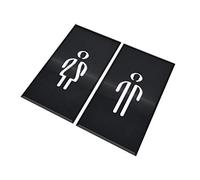DOJA Barcelona | Targhetta Bagno Nera | Donna + Uomo | Colore: Nero | Diametro: 180x100mm | Design Moderno | Cartelli Adesivi per Porta WC | Uso: Ristoranti, Ufficio, Hotel