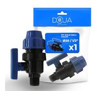 DOJA Barcelona Valvola a Sfera PP Attacco a Pressare Maschio - 20x1/2" - Installazione Semplice e Veloce - Uso Versatile con Valvola a Sfera per Tubi Polietilene per Acqua Potabile