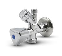 DOJA Barcelona | Valvola angolare combinata | 1 Pack | Rubinetto per lavandino e lavatrice 1/2" x 3/4" x 3/8" | 115 x 87 mm | Metallo e plastica | Valvola combinata | Connettore per doccia, rubinetto