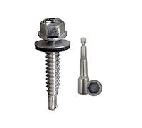 DOJA Industrial | Viti Autofilettanti Testa Esagonale con Rondella 5,5x22 + Chiave a Bussola M8 | 100 Viti Autoforanti Zincate + 1 Chiave Torx | Autoperforanti | Lastre Ondulate, Lamiera Tetto Ferro