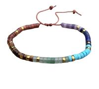 DOJAYA Braccialetto da meditazione bohémien con pietre dei 7 chakra, 2 x 4 mm, per yoga, equilibrio e potenza, calma, radicamento, forza, creatività, spirituale, regalo di compleanno, Medium, Pietra