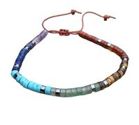 DOJAYA Braccialetto da meditazione bohémien con pietre dei 7 chakra, 2 x 4 mm, per yoga, equilibrio e potenza, calma, radicamento, forza, creatività, spirituale, regalo di compleanno, Medium, Pietra