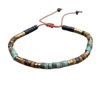 DOJAYA Braccialetto da uomo in stile africano turchese occhio di tigre, perline da 2 x 4 mm, stile tibetano minimalista, regolabile, per yoga, boho, regalo per lui, Medium, Pietra, Nessuna pietra