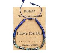DOJAYA Braccialetto regolabile Morse Code I Love You Dad,2 x 4 mm lapislazzuli con perline etniche turchesi africane bohémien, regalo per papà, festa del papà gioielli personalizzati, Medium, Pietra