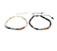 DOJAYA Set di 7 braccialetti abbinati fatti a mano con perline di agata nera e diaspro bianco da 2 x 4 mm, regalo per coppie, anime gemelle, amanti e amici, gioielli di energia spirituale per uomini e
