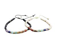 DOJAYA Set di 7 braccialetti abbinati fatti a mano con perline di agata nera e diaspro bianco da 2 x 4 mm, regalo per coppie, anime gemelle, amanti e amici, gioielli di energia spirituale per uomini e