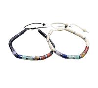 DOJAYA Set di 7 braccialetti abbinati fatti a mano con perline di agata nera e diaspro bianco da 2 x 4 mm, regalo per coppie, anime gemelle, amanti e amici, gioielli di energia spirituale per uomini e