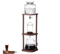 DOJOEUU Caffettiera a goccia lenta per caffè freddo, torre per caffè freddo a goccia da 600 ml con valvola di controllo in acciaio inossidabile, supporto in legno rimovibile, per 2-4 tazze