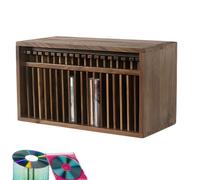 DOJOEUU Porta CD in legno a scomparsa, mobiletto porta DVD da scrivania con 19 scomparti, adatto per custodie CD da 14x1,4x14,5 cm, organizer per DVD in stile vintage per casa(Black walnut wood)
