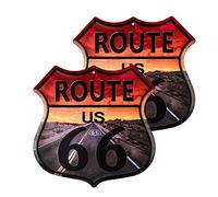 Dojune-2 Pack Route 66 - Targa in metallo vintage con strada statale