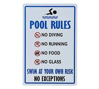 Dojune-Pool Rules Sign, No Diving No Running No Food No Glass, facile da montare