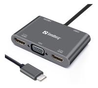 DOK USB-C SANDBERG 2XHDMI+1XVG USB+PD (136-35)
