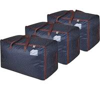 DOKEHOM 3 pezzi 105L Grandi vestiti Silos di immagazzinamento di biancheria da letto, coperta Organizzatore contenitori di stoccaggio, traslochi Borsa (Blu)