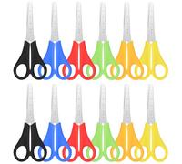 Dokeno 12 PCS Forbici per Bambini, Forbici Destrorsi e Mancini con Punta Arrotondata, Scala e Impugnature in Plastica (6 Colori)