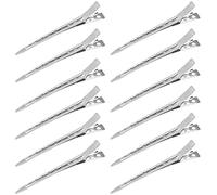 Dokeno 12 Pezzi Becchi D'oca per Capelli, Fermagli per Capelli Metallo, Mollette per Capelli Styling, 9 x 1.5 cm, Argento, Alligator Clip Capelli, Pinze per Capelli per Donna e Ragazze