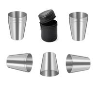 Dokeno 12 Pezzi Bicchieri da Shot in Acciaio Inossidabile, 30ml Metallo Bicchieri Grappa Portatili, Mini impilabili Bicchieri da Vino Campeggio Tazza con Custodia in Pelle per Picnic Campeggio Viaggi