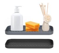 Dokeno 2 Pezzi Organizer Silicone Cucina, Porta Spugna Lavello Silicone Tappetino Scolapiatti, Silicone Organizer Per Lavandino Antiscivolo Porta Sapone E Spugna per Bancone Bagno (23 * 9 cm)