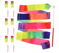 Dokeno 6 Pezzi Nastri da Danza, 2 m Nastri di Ballo Nastro da Ginnastica Bambini Bastone da Ballo Unisex Nastri di Ballo Ritmica per Bambini Ribbons per Bambini Danza Artistica Feste