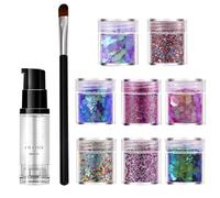 Dokeno 8 Gel Glitterato Viso con Lustrini, Chunky Fine Eco Festival Glitter Glitter Powder Olografiche Paillettes Glitter Corpo per Faccia Corpo Costumi Trucco Pittura