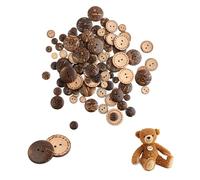 Dokeno Bottoni di Cocco Naturale, 100 Pezzi Bottoni in Legno Rotondi Bottoni da Cucito Marrone 5 Dimensioni, 2 Fori Bottoni in Guscio di Cocco per Cucire Artigianali DIY