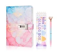 Dokeno Diario con lucchetto per ragazze, taccuino da viaggio con penna a sfera in metallo e etichetta, Diario di Viaggio in pelle PU con serratura, Idee Regalo Compleanno, Ringraziamento, Natale