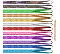 Dokeno Fili di Capelli Tinsel Fili Kit,12 colori 2400 Fili di Capelli Orpelli Kit con Strumenti,Hair Tinsel Extension per Capelli,Fili Glitter Capelli Colorati Bambina Sintetici,Extension Glitterate