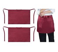 Dokeno Grembiule in Vita, 2 Pezzi Grembiuli da Cucina a Mezza Lunghezza in Tinta Unita, Grembiuli Corti da Server con 2 Profonde Tasche, Unisex Mezzo Grembiule Corto per Cameriere, Ristorante, Hotel