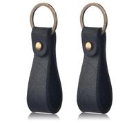 Dokeno Portachiavi in Pelle di Vacchetta Alta Qualità, 2Pcs Portachiavi in Cuoio Cinturino Portachiavi con fibbia in metallo, Portachiavi in Vera Pelle Auto per Uomo donna, Nero