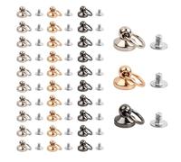 Dokeno Rivetti in Ottone 30 Pezzi, Borchie a Vite a Testa Tonda con Anello Rotondo Bottoni Automatici, Rivetti con Bottoni in Metallo da 10mm per Cinture, Borsa, Artigianato Fai, 3 Colori