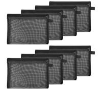 Dokeno Sacchetti da Toilette in Rete 8 Pezzi - Sacchetti per Cosmetici e Trucco in Nylon Nero - Organizzatore con Cerniera (Nero)