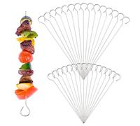 Dokeno Spiedini per Barbecue in Acciaio Inossidabile 30 Pezzi, Spiedini di Kebab Riutilizzabili 20cm e 15cm Aghi per Involtini Aghi per Cocktail Alta Qualità Barbecue Spiedini Falò con Manico ad Anel
